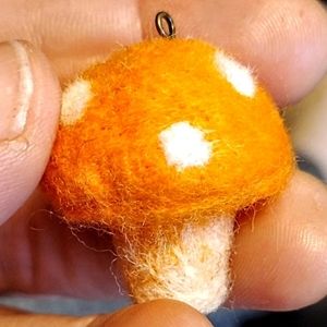 Orange mushroom keychain